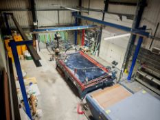Overhead crane and gantry system with hoist and glass vacuum lifter to include: