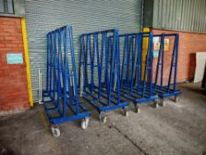 (4) Hegla LH54 mobile A-frame glass trolleys with securing attachment arms