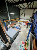 Overhead crane and gantry system with hoist and glass vacuum lifter to include: