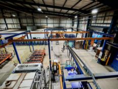 Overhead crane and gantry system with hoist and glass vacuum lifter to include: