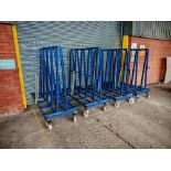 (4) Hegla LH53 mobile A-frame glass trolleys with securing attachment arms