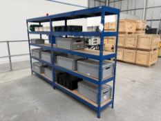 Two boltless 5 tier light duty shelving units
