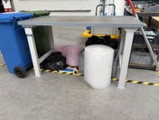 Steel frame packing bench with (2) steel boltlessshelving units