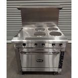 NEW ROYAL RRE-4GT12-C 36" FOUR BURNER 12" GRIDDLE COMBO CONVECTION RANGE