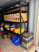 Contents of Shelf Including Assorted Screwdrivers, Combination Wrenches, Pipe Wrenches, Pins, etc.