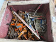 Crate of Asst. Hoists, Cable Tirfors, Come-A-Longs, etc.