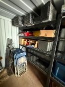 Contents of Shelf, Including Folding Chairs, Plastic Shelving, Emergency Blankets, Caution Tape, etc