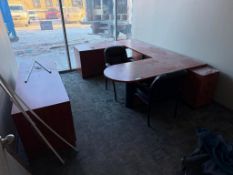 Contents of Office, Including U-Shaped Desk, (1) Desk Drawers, Credenza, (2) Side Chairs, etc.