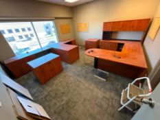 Contents of Office, Including U-Shaped Desk w/ Overhead Hutch, (2) Filing Cabinets, (1) L-Shaped Des