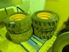 Lot of (4) Skid Steer Tires and Rims, 12-16.5 NHS
