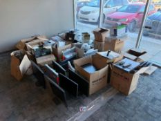Large Lot of Electronics, Including Asst. Monitors, Printers, Cords, Audio Equipment, etc.