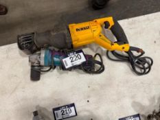 Lot of DeWalt Electric Reciprocating Saw and (1) Makita Angle Grinder