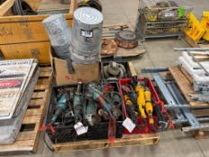 Pallet of Asst. Angle Grinders *For Parts*, Buckets, Casters, etc.