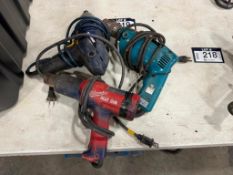 Lot of (1) Milwaukee Heat Gun, (1) Makita Electric Drill, and (1) Mastercraft Electric Impact Driver