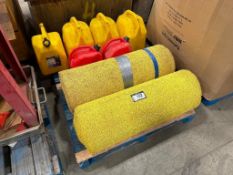 Pallet of (6) Asst. Fuel Cans and (2) Rolls of Asst. Material