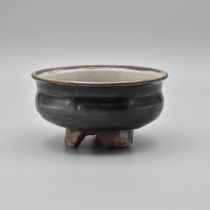 A CHINESE BLUE-GLAZED STONEWARE CENSER YUAN/MING DYNASTY