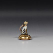A SMALL GILT-METAL AND ENAMEL FOB SEAL FRENCH, 19TH CENTURY