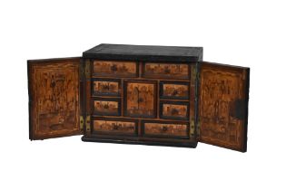 A SOUTH GERMAN MARQUETRY INLAID OAK COLLECTOR'S CABINET 17TH CENTURY
