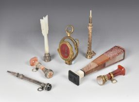 A COLLECTION OF FOUR MINIATURE DESK SEALS 19TH CENTURY