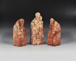 A PAIR OF CHINESE SOAPSTONE 'KYLIN' SEALS QING DYNASTY, LATE 19TH CENTURY
