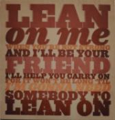 Seven tiles displaying song lyrics