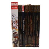Marvel Comics: An assortment of Captain America graphic novels.