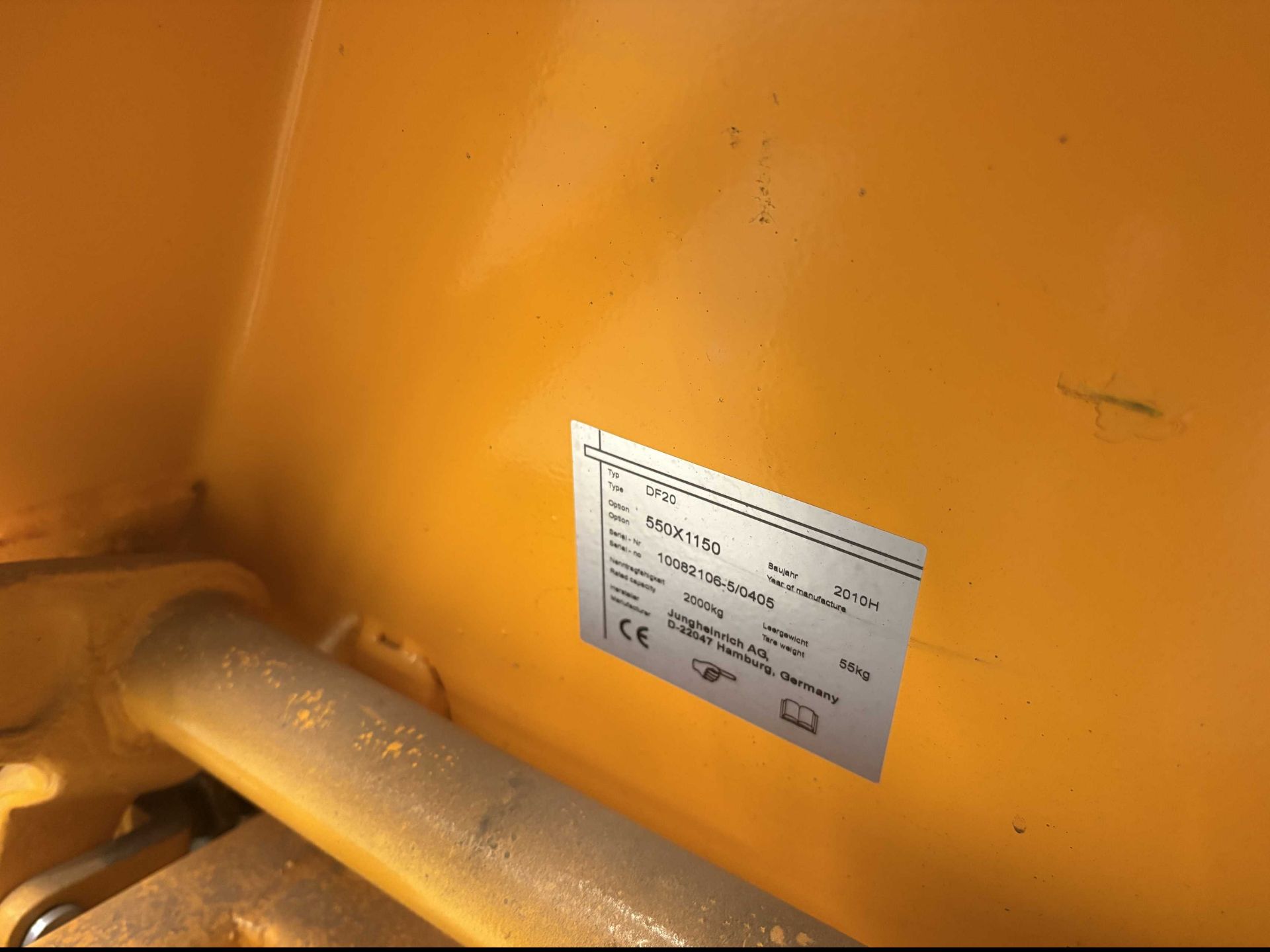 Jungheinrich DF20 2000kg capacity hydraulic pallet truck. Forks 550mm x 1150mm. S/No 100821106- - Image 3 of 4