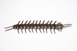 A JAPANESE ARTICULATED BRONZE CENTIPEDE (JIZAI OKIMONO), MYOCHIN MARK.