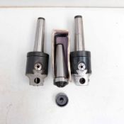 Pair of 3 Morse Taper Boring Heads. 2" Diameter. 1 x 3 Morse Taper Arbor for Saw Blades.