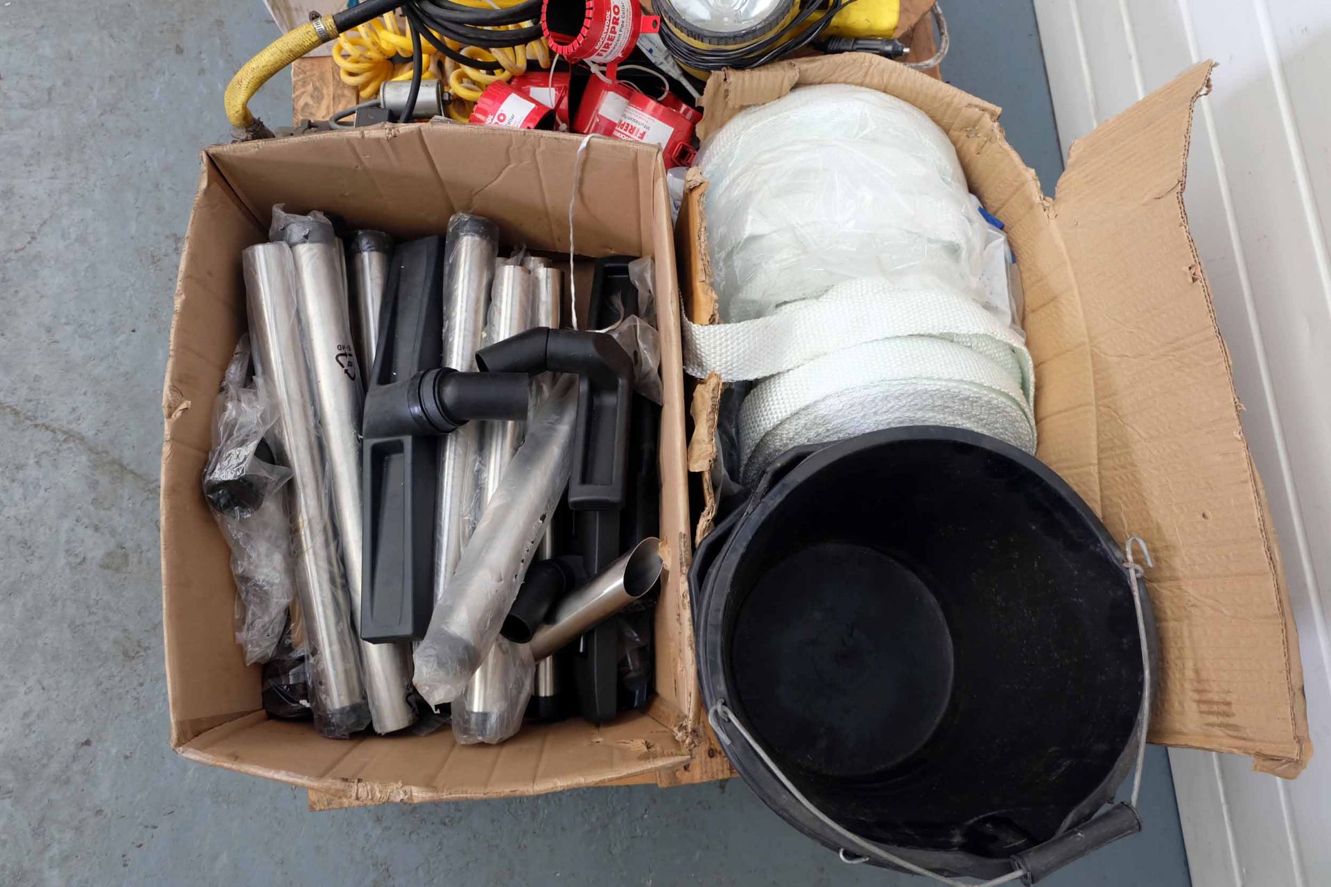 Pallet of Misc & Spares. Includes: Single Phase Pump, Vacuum Parts, Rolls of Wire, Fire Pro Pipe Cov - Image 4 of 4