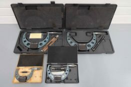4 x Mitutoyo Outside Micrometers. 75-100mm, 100-125mm, 175-200mm & 200-225mm