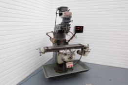 Bridgeport J-Type Turret Milling Machine with Swivel & Tilt Head. Geared Power Feed to Table & DRO.