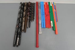 Quantity of Long Series Twist Drills. Morse Tapered and Straight Shank