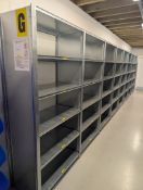 Galvanised Steel Shelving. 8 Bays. Width 1000mm. Depth 500mm. Height 2100mm. With 5 Adjustable Shelv