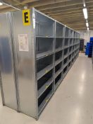 Galvanised Steel Shelving. 8 Bays. Width 1000mm. Depth 500mm. Height 2100mm. With 5 Adjustable Shelv