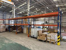 Steel Pallet Racking. 4 Bays 2700mm Internal Length with 2 Shelves per Bay. Upright Height 3000mm.