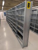 Galvanised Steel Shelving. 8 Bays. Width 1000mm. Depth 300mm. Height 2100mm. With 7 Adjustable Shelv
