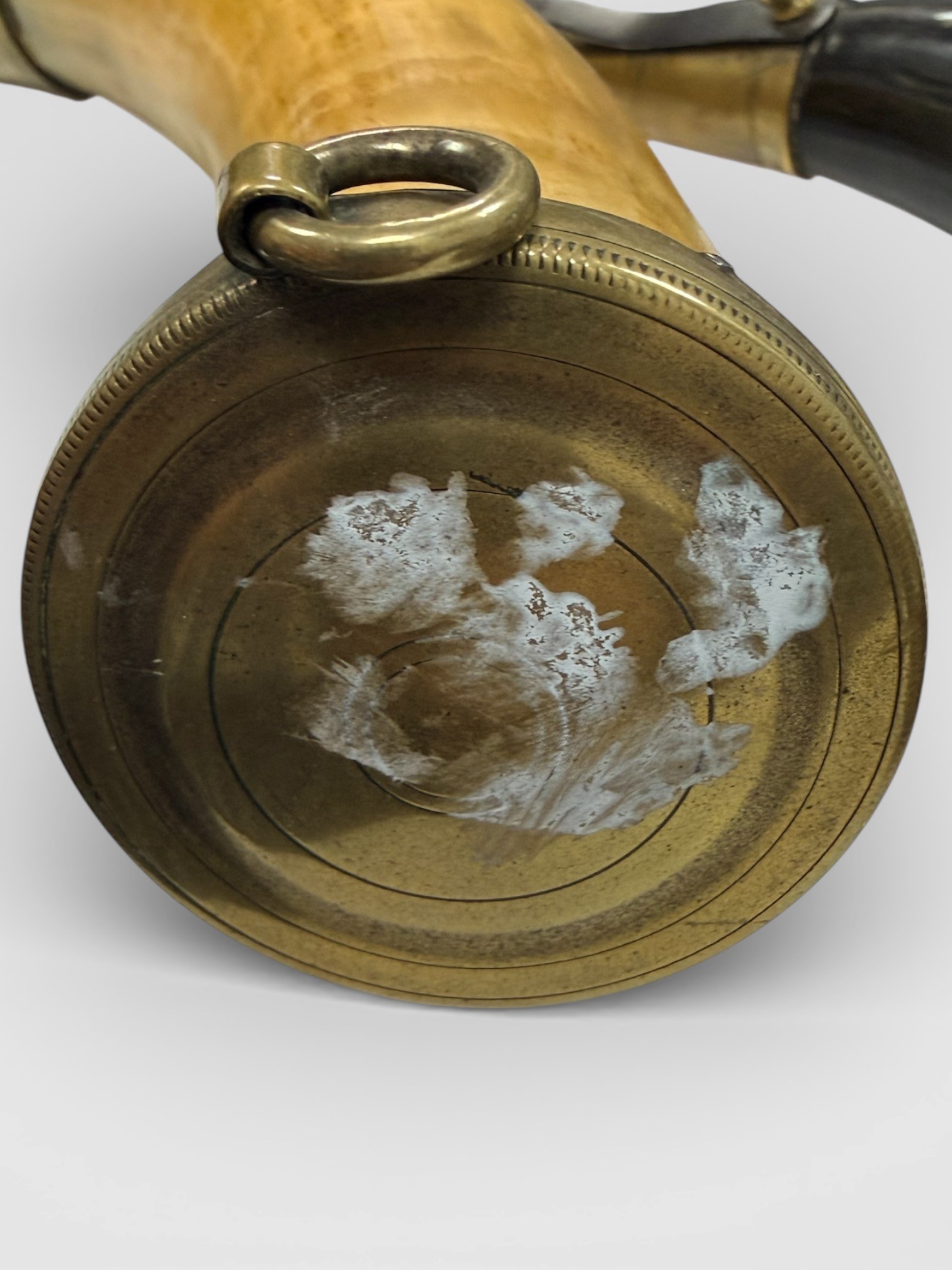 Powder Shot Flask Two 19th century cow horn powder/shot flasks with brass fittings ...