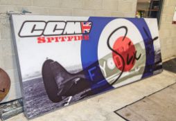 Double sided illuminated sign 3.4m long by 1.35m high