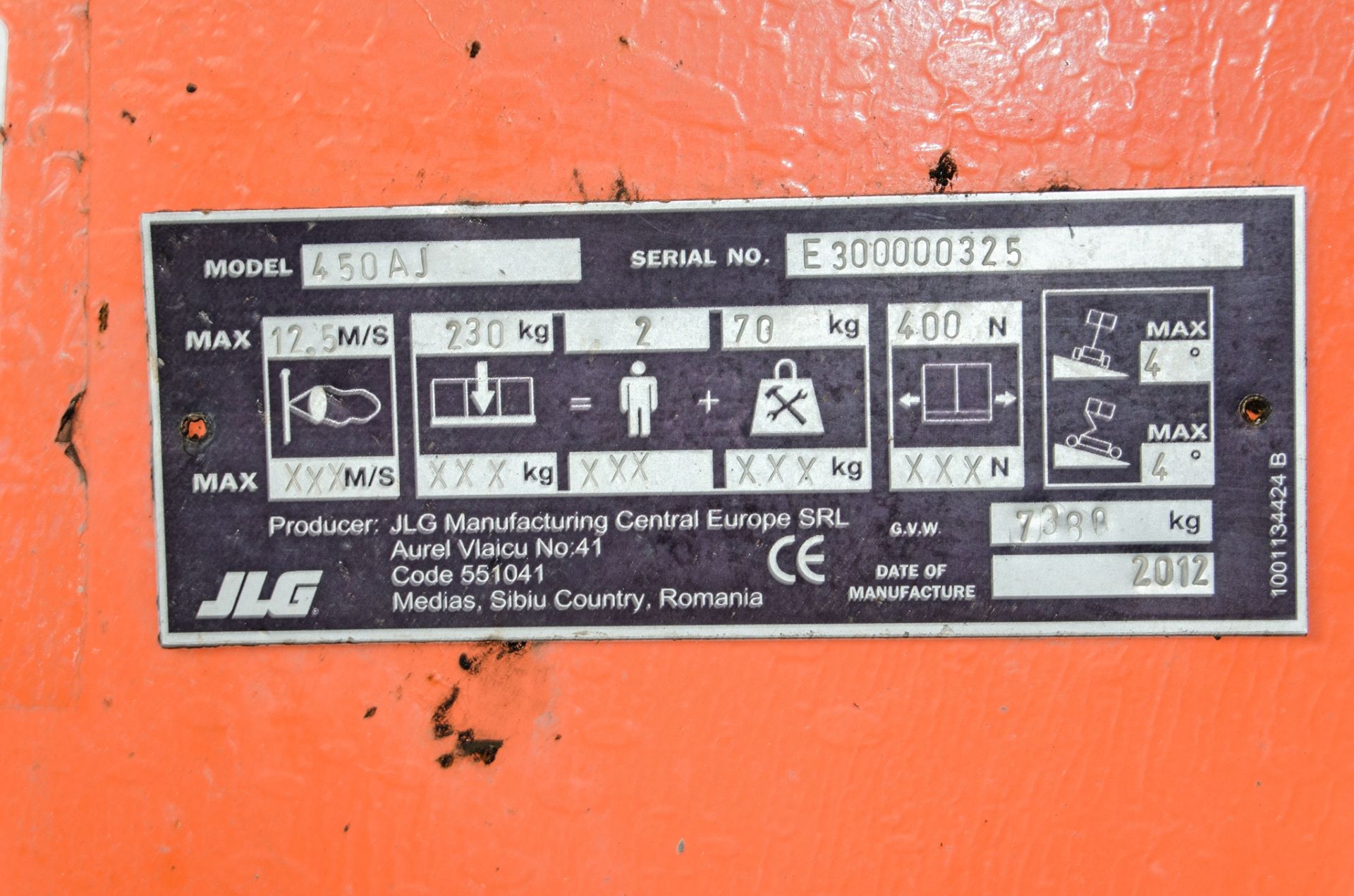 JLG 450AJ Series II diesel driven articulated boom access platform Year: 2012 S/N: E300000325 - Image 19 of 19