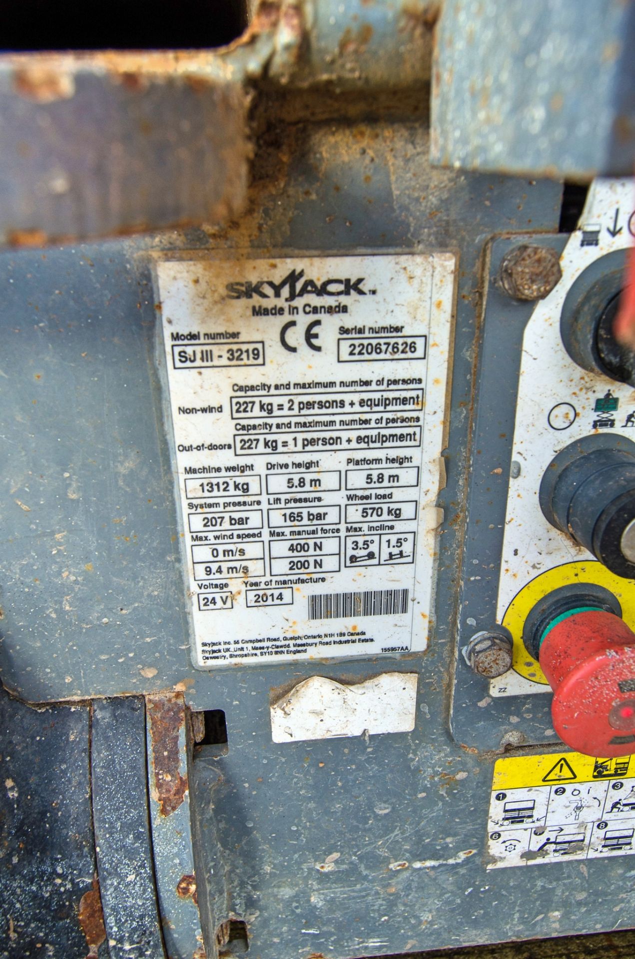 Skyjack SJIII 3219 battery electric scissor lift access platform Year: 2014 S/N: 22067626 HYP329 - Image 7 of 7