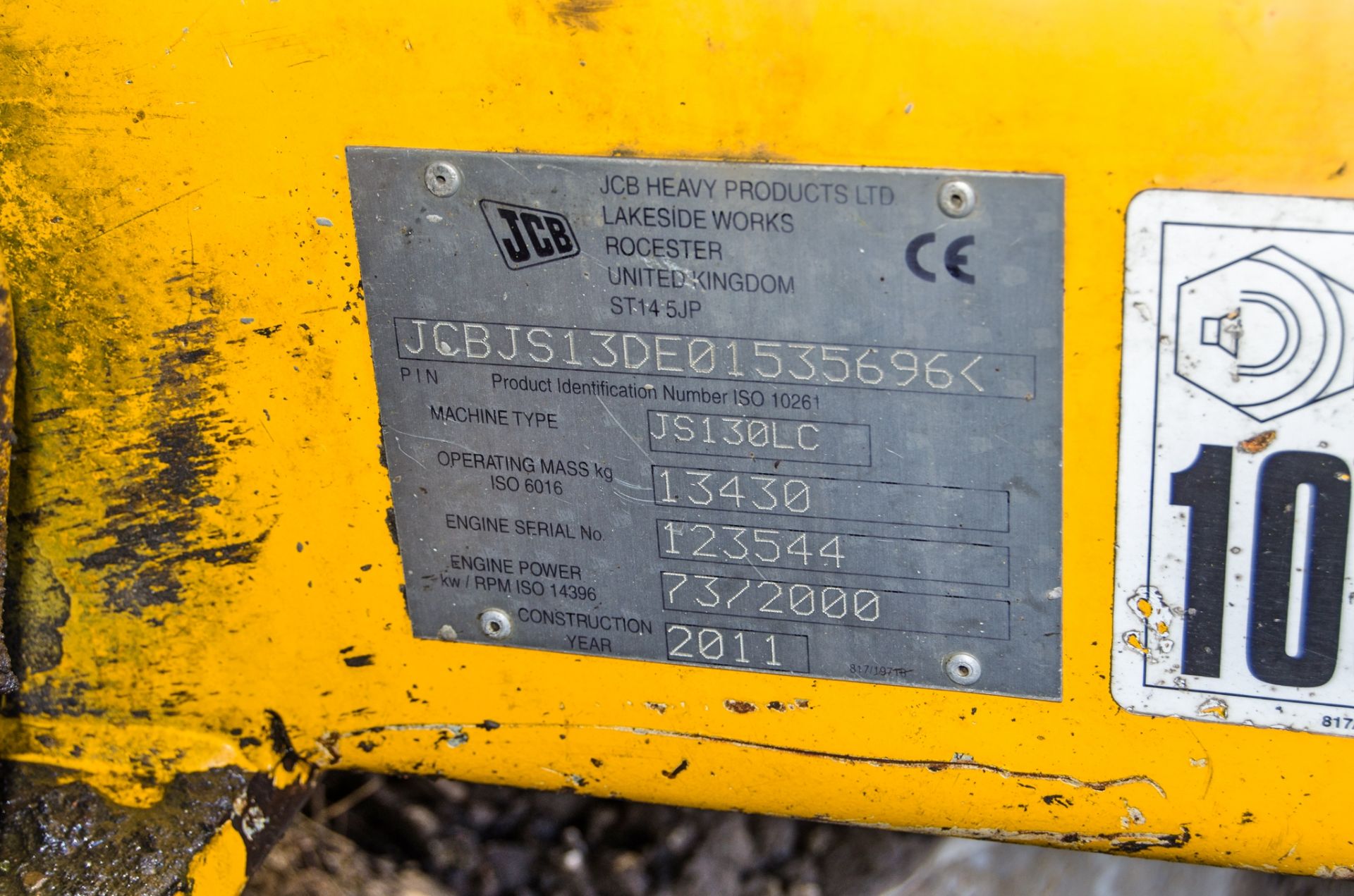 JCB JS130LC 13 tonne steel tracked excavator Year: 2011 S/N: 1535696 Recorded Hours: 10,728 piped, - Image 30 of 30