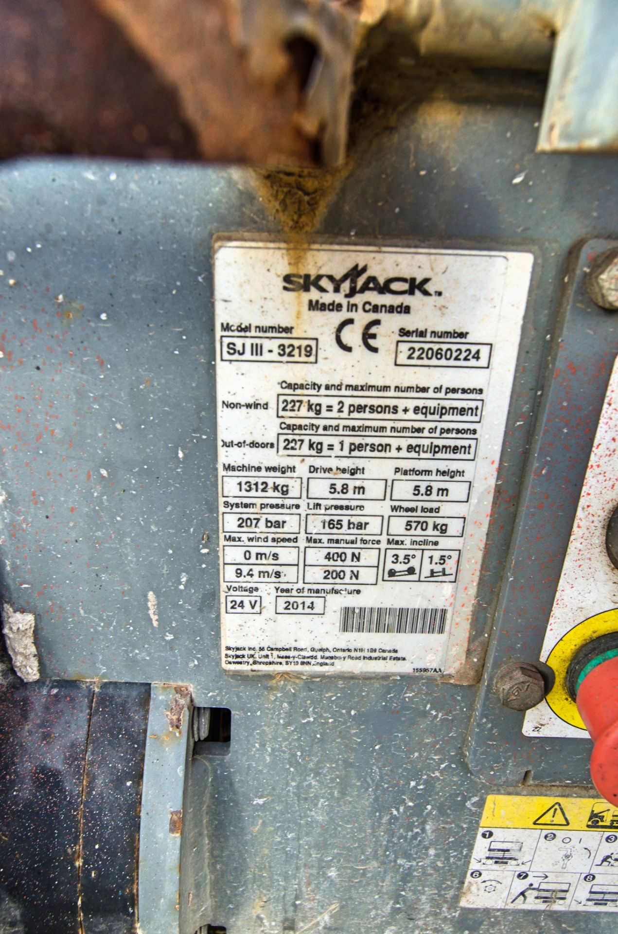 Skyjack SJIII 3219 battery electric scissor lift access platform Year: 2014 S/N: 22067626 HYP312 - Image 7 of 7