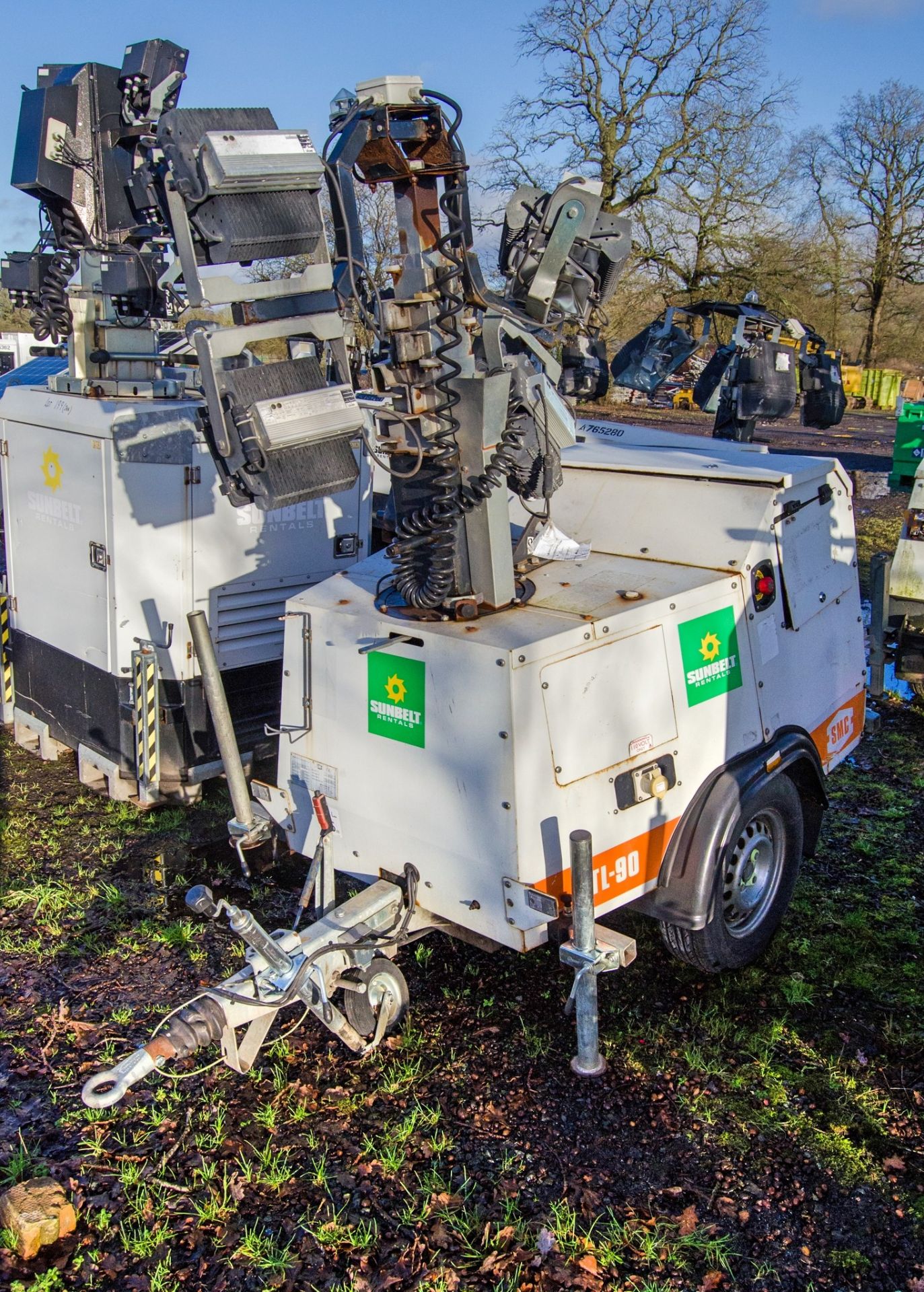 SMC TL90 diesel driven 4 head LED fast tow mobile lighting tower Year: 2018 S/N: T901714013 Recorded