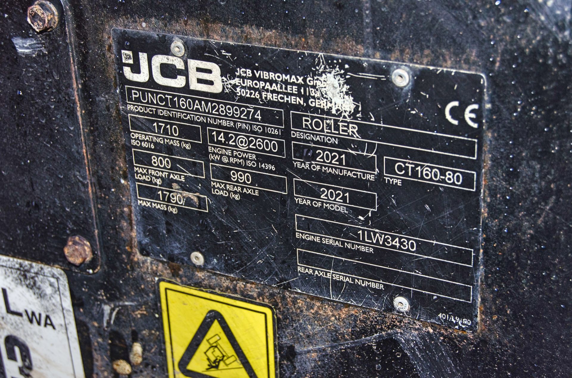 JCB CT160-80 double drum ride on roller Year: 2021 S/N: 2899274 Recorded Hours: 204 7798  c/w - Image 19 of 19