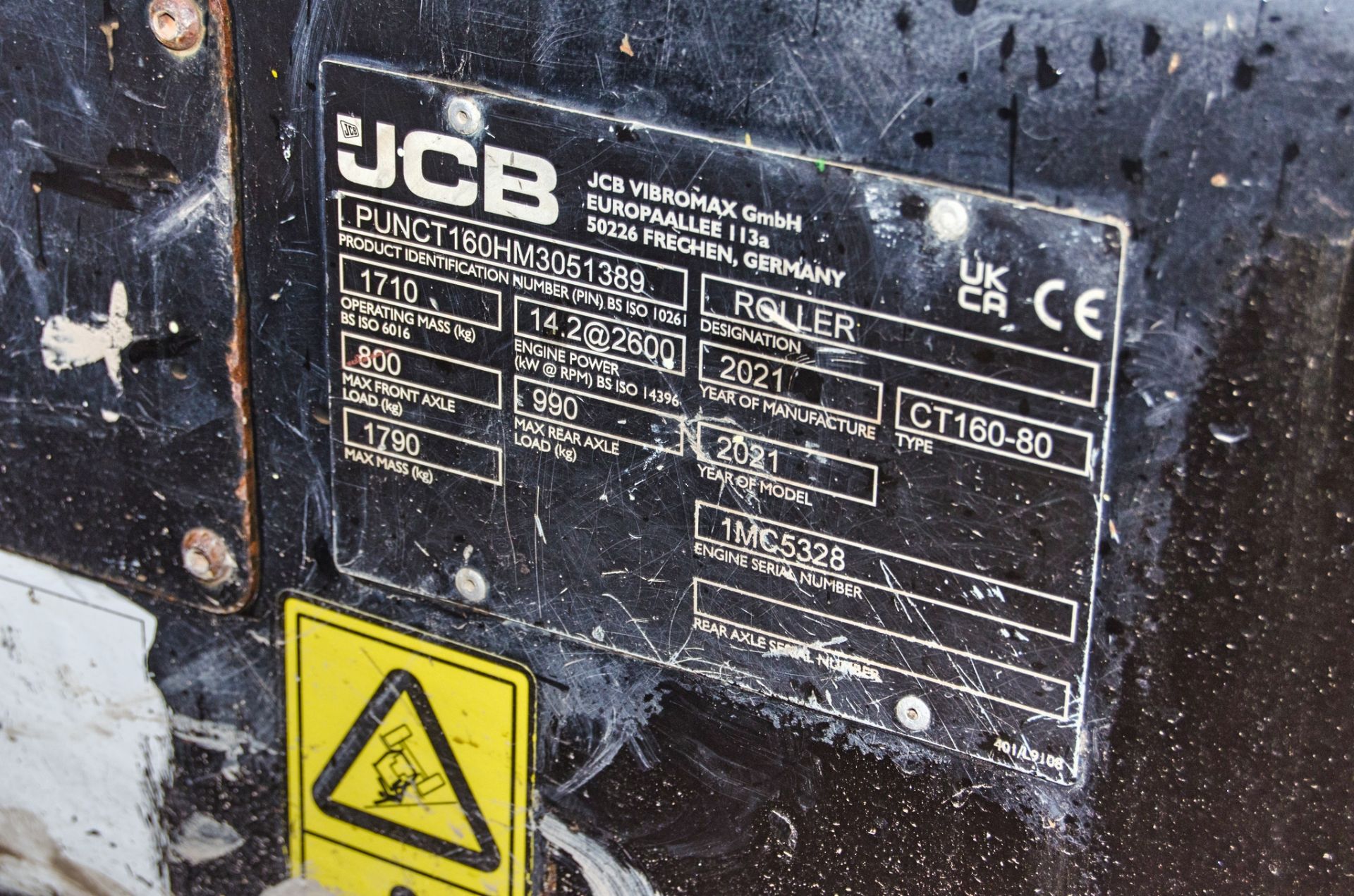 JCB CT160-80 double drum ride on roller Year: 2021 S/N: 3051389 Recorded Hours: 424 8180  c/w - Image 19 of 19