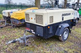 Doosan 7/73 10/53 diesel driven fast tow mobile air compressor Year: 2019 S/N: 543914 Recorded