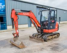 Kubota KX61-3 2.6 tonne rubber tracked excavator Year: 2017 S/N: 83407 Recorded Hours: 2864 blade.