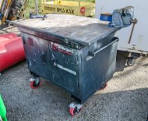 Armorgard Mobile Tuffbench steel site bench c/w bench, vice, pipe vice and key A1086295
