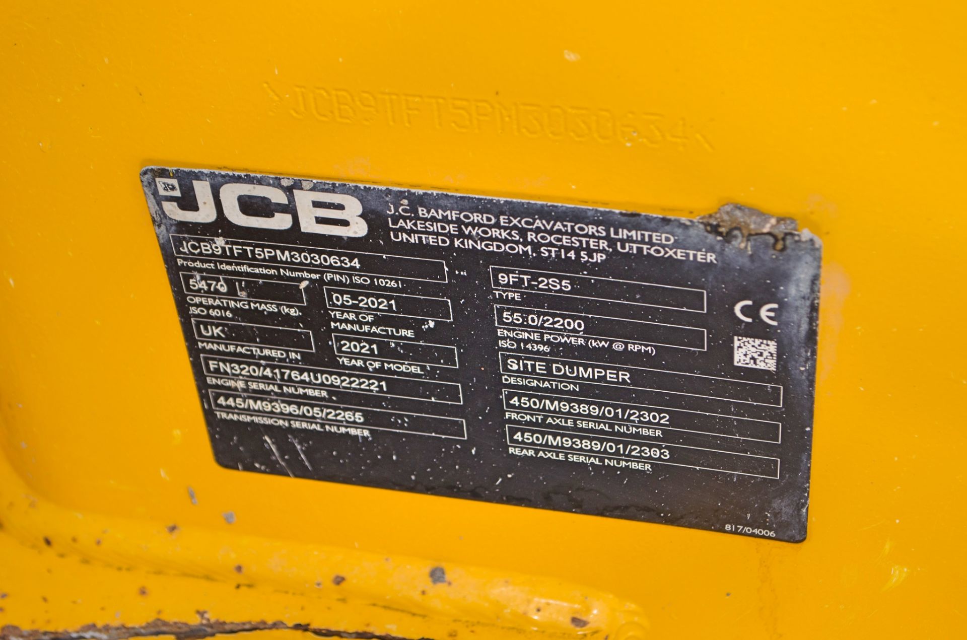JCB 9T-2 Stage V 9 tonne straight skip dumper Year: 2021 S/N: 3030634 Recorded Hours: 1440 c/w - Image 24 of 24